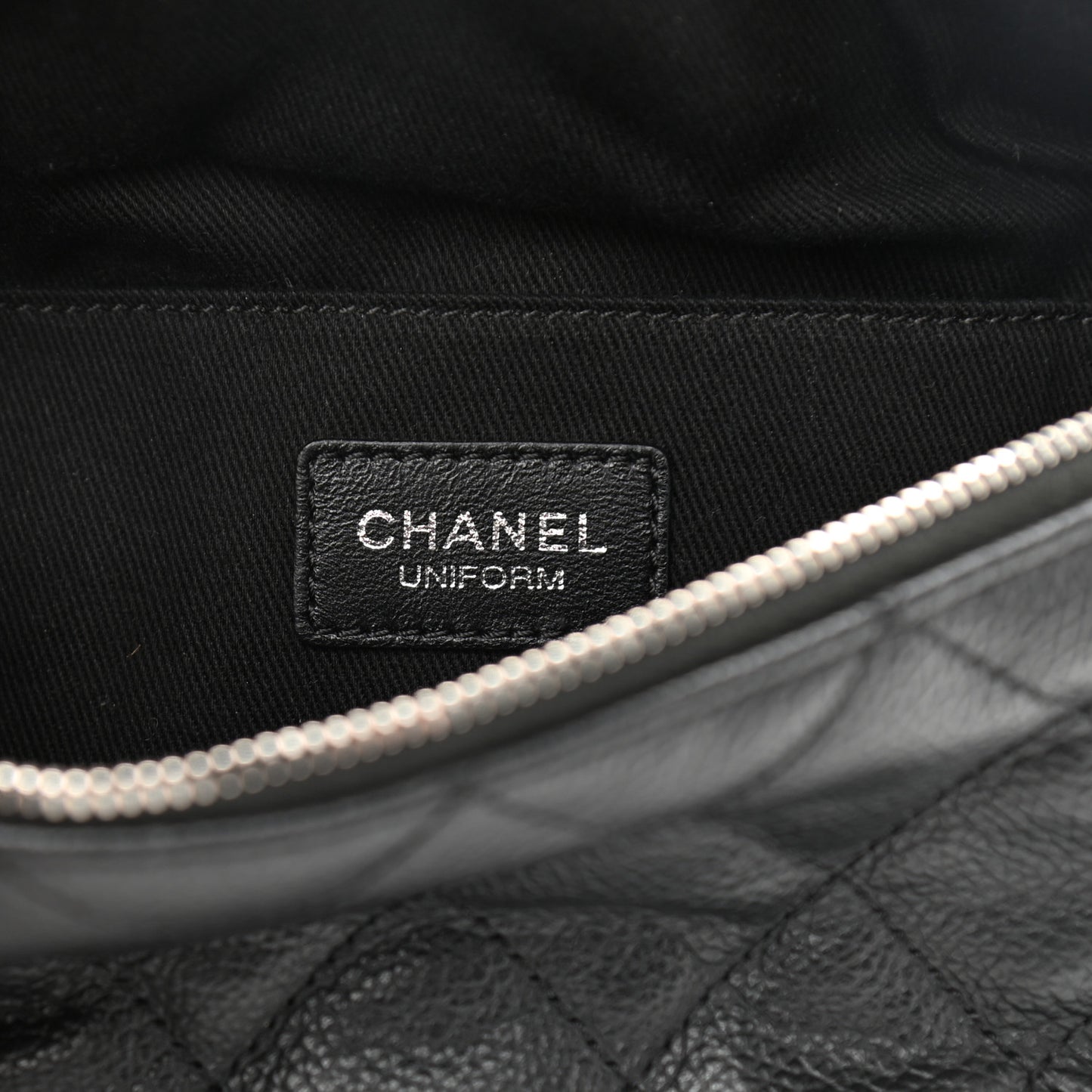Grained Calfskin Quilted Waist Belt Bag Black