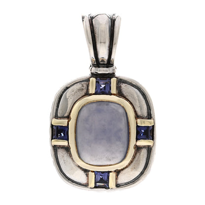 David Yurman Sterling Silver 14K Yellow Gold Chalcedony Iolite Pendant 1 of 3