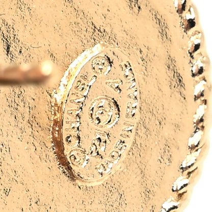 Chanel Metal Crystal CC Medallion Round Earrings Gold 4 of 4
