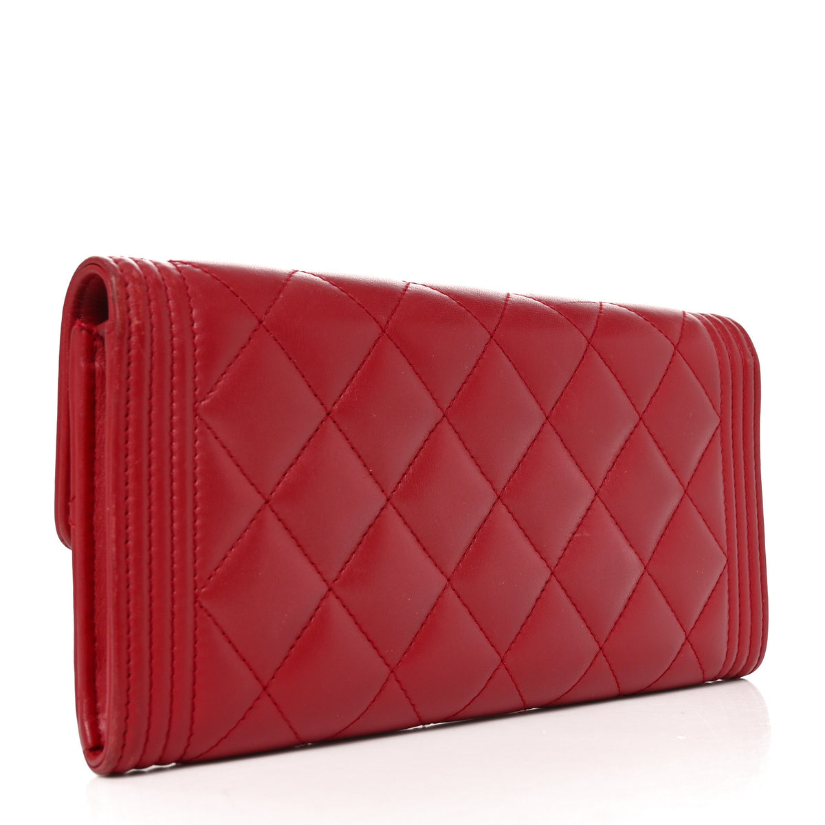 Chanel Lambskin Quilted Boy Flap Wallet Red 3 of 10