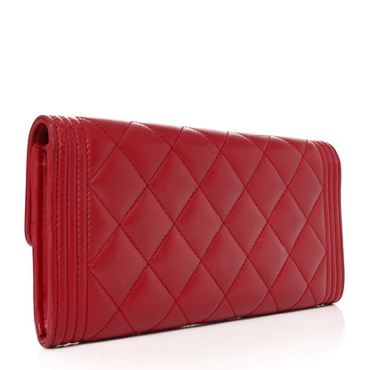 Chanel Lambskin Quilted Boy Flap Wallet Red 3 of 10