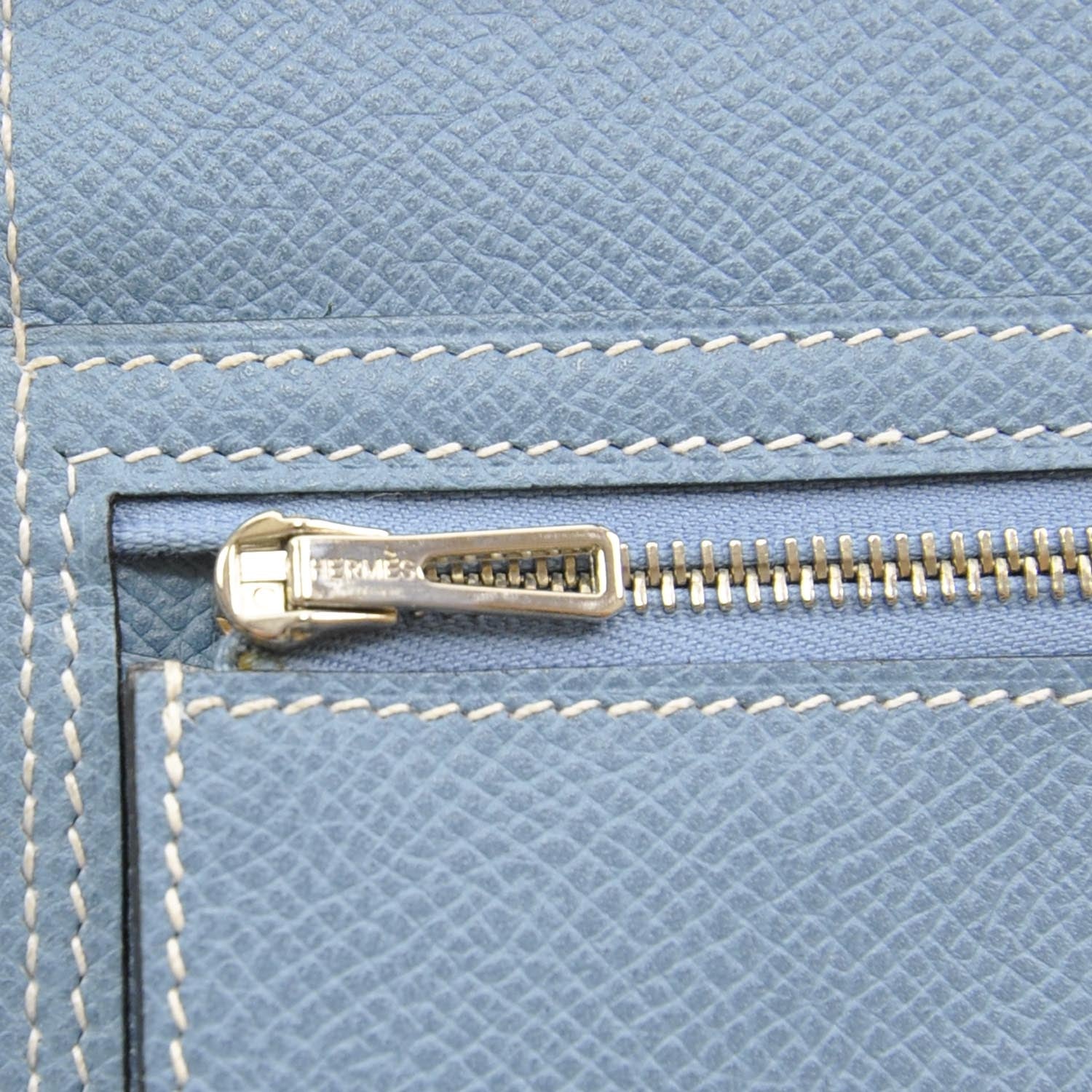 Hermes Veau Epsom Bearn Wallet Blue Jean 8 of 9