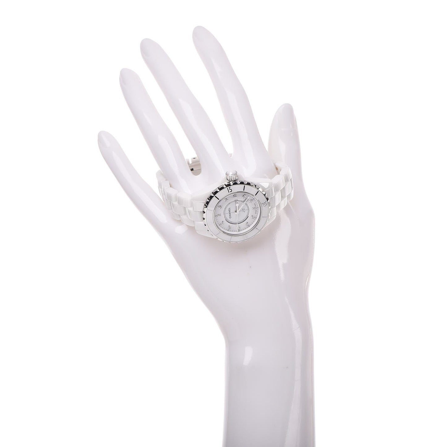 Stainless Steel Ceramic Diamond 33mm J12 Quartz Watch White