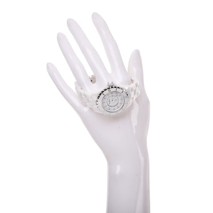Chanel Stainless Steel Ceramic Diamond 33mm J12 Quartz Watch White 2 of 8