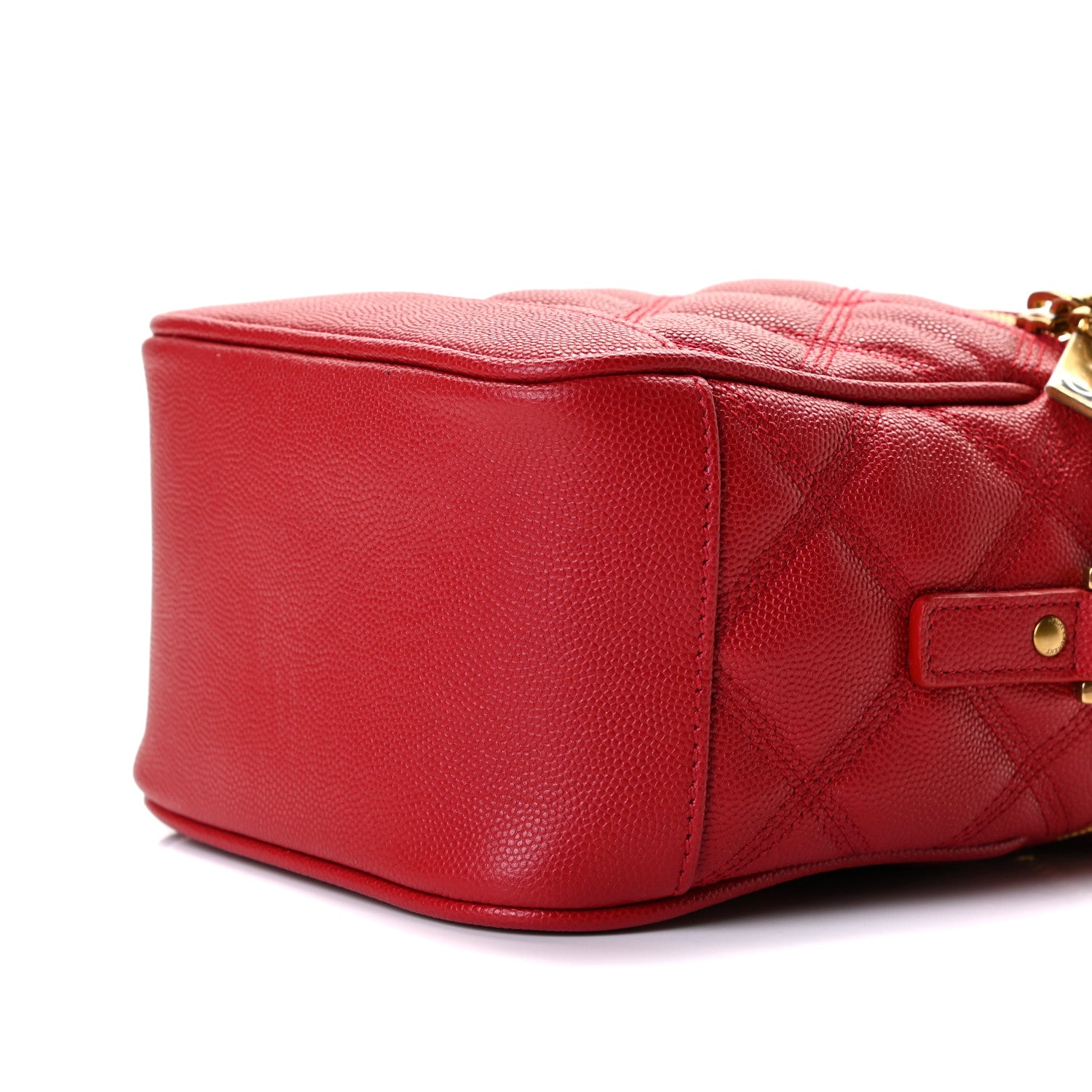 Saint Laurent Grain de Poudre Quilted 80's Vanity Bag Red 9 of 9