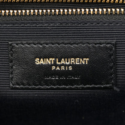Saint Laurent Grain De Poudre Matelasse Chevron Large Monogram Satchel Black 6 of 11
