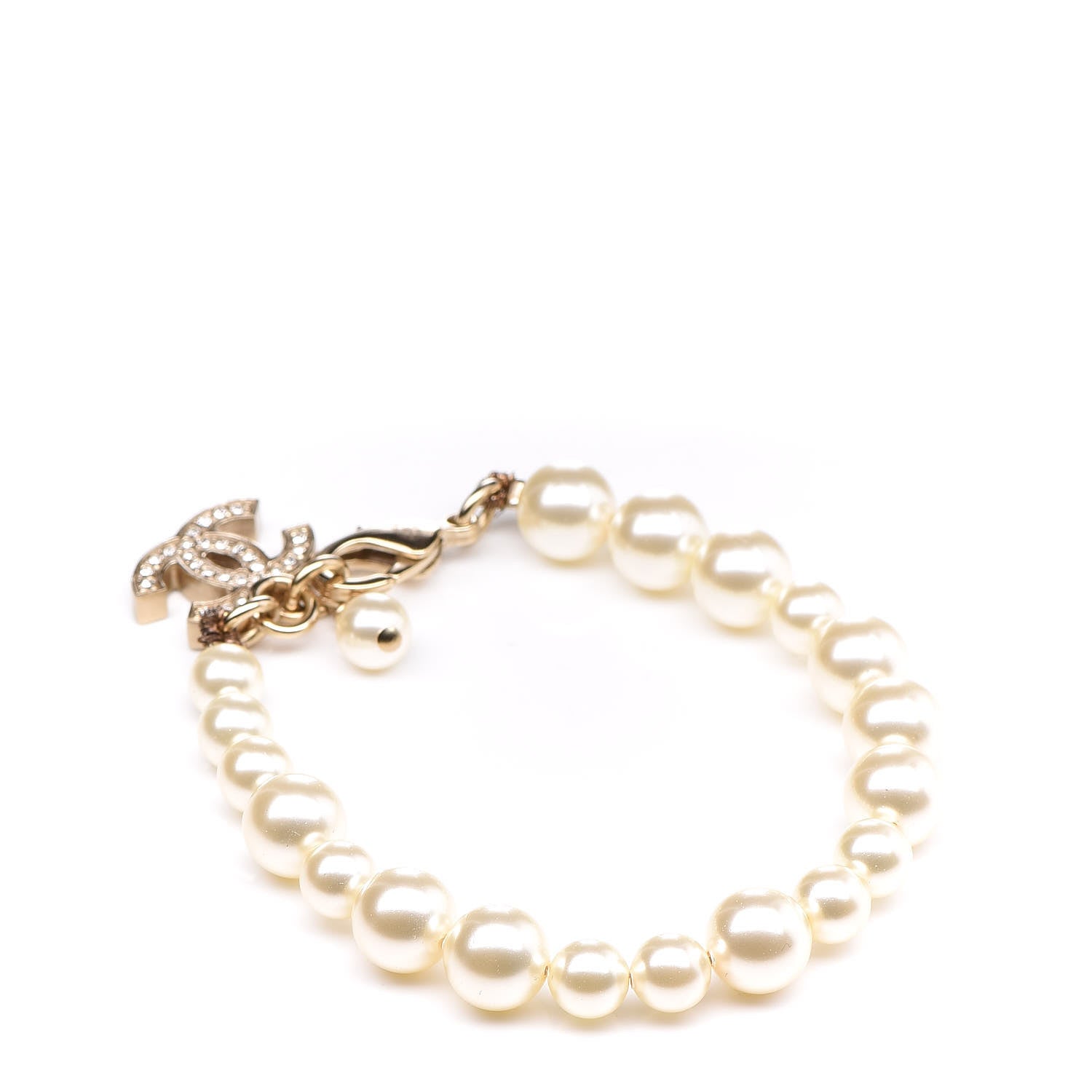 Chanel Crystal Pearl CC Bracelet Gold 3 of 5