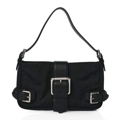 Bottega Veneta Nylon Grained Calfskin Mini Buckle Shoulder Bag Black 1 of 10