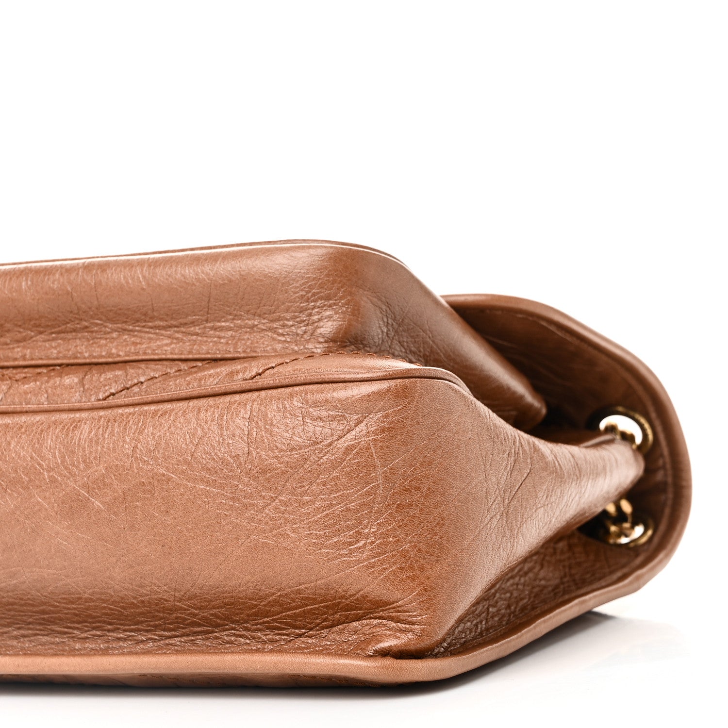 Saint Laurent Crinkled Calfskin Matelasse Monogram Medium Niki Chain Satchel Light Burnt 10 of 11