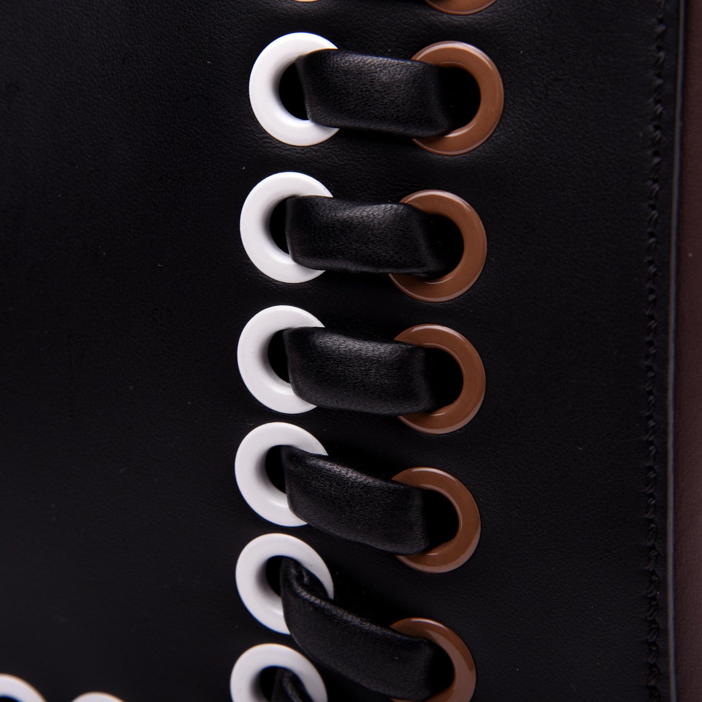 Vitello Baltico Shiny Nappa Lace Up DotCom Satchel Black Moresco Multicolor
