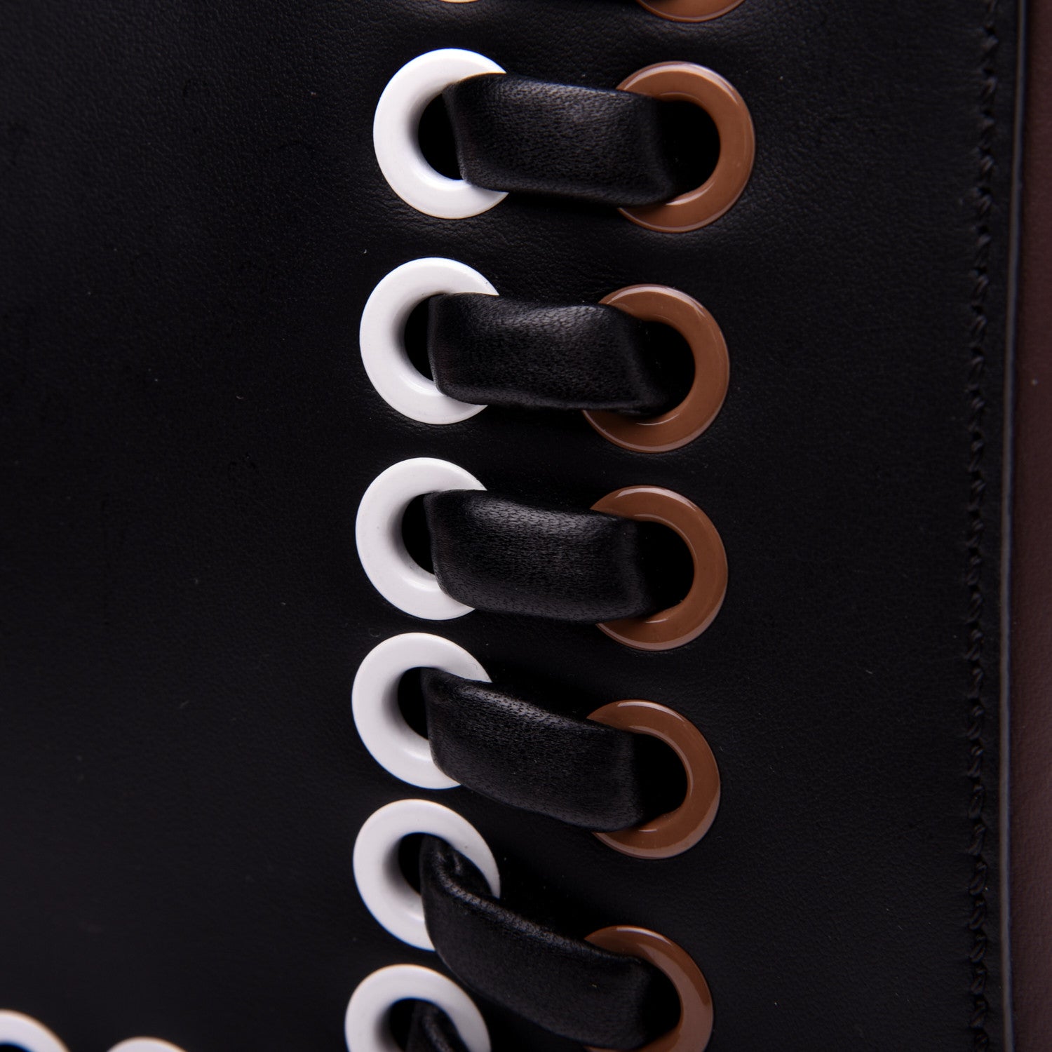 Fendi Vitello Baltico Shiny Nappa Lace Up DotCom Satchel Black Moresco Multicolor 15 of 15
