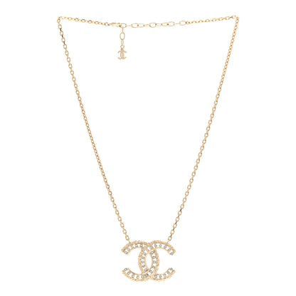 Chanel Crystal Textured CC Necklace Gold 3 of 7
