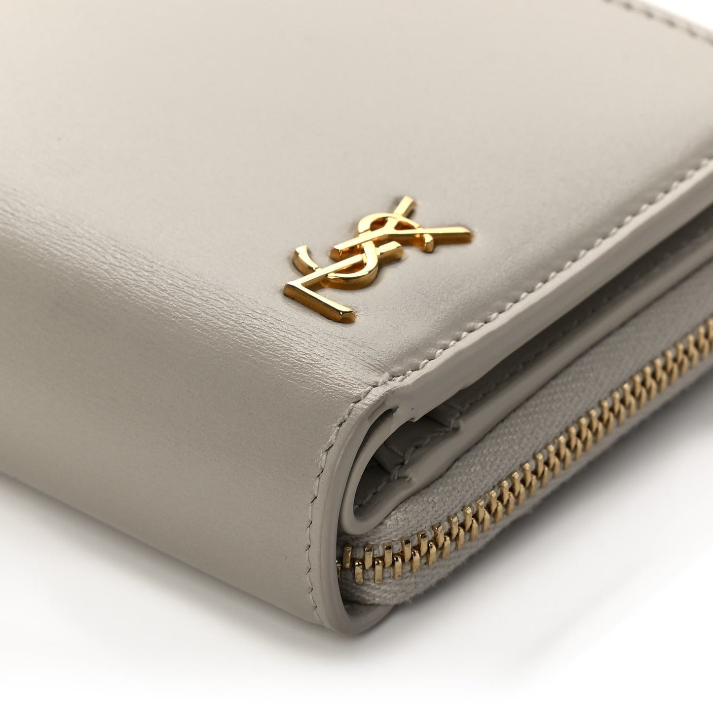 Calfskin Compact Zip Around Wallet Crema Soft
