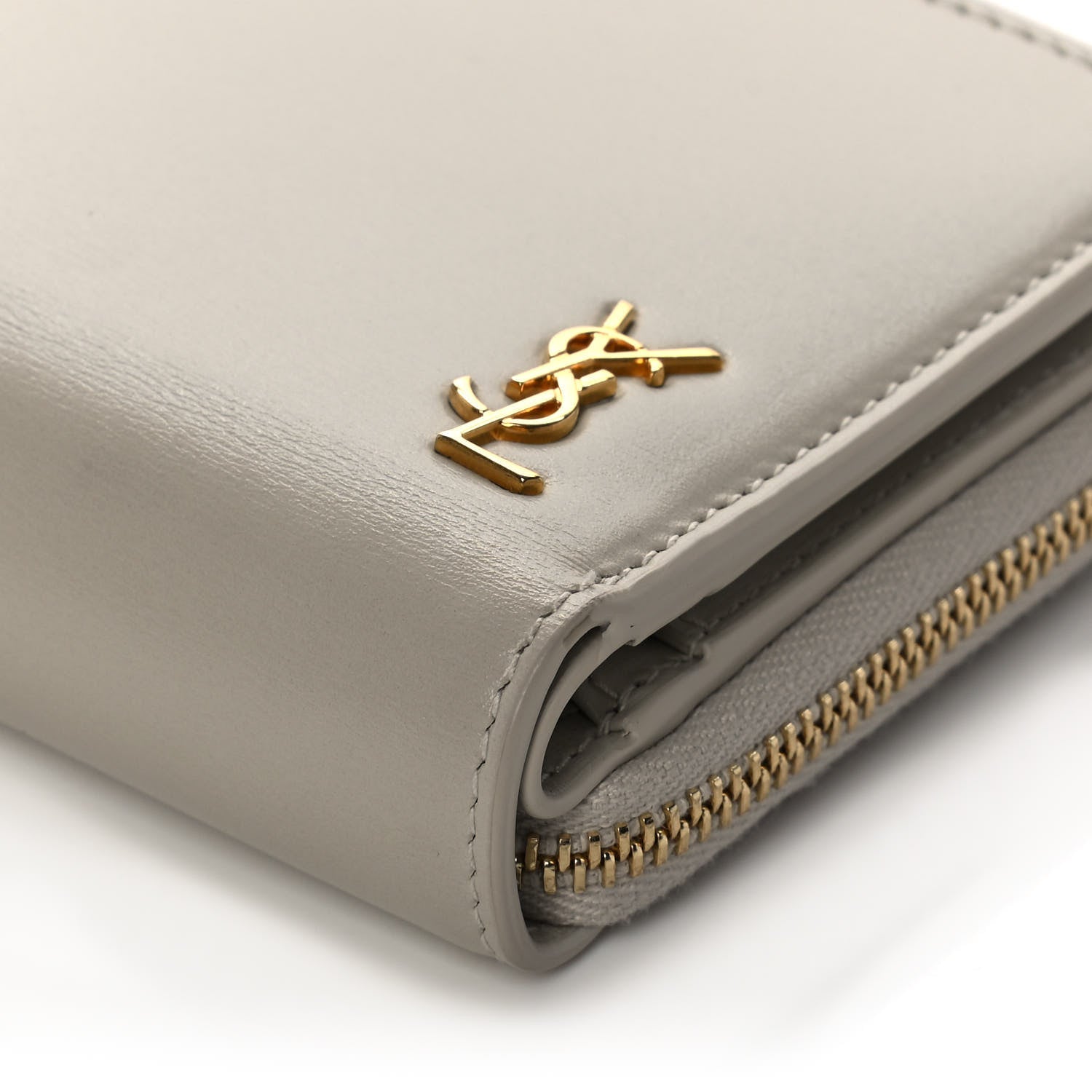 Saint Laurent Calfskin Compact Zip Around Wallet Crema Soft 9 of 10