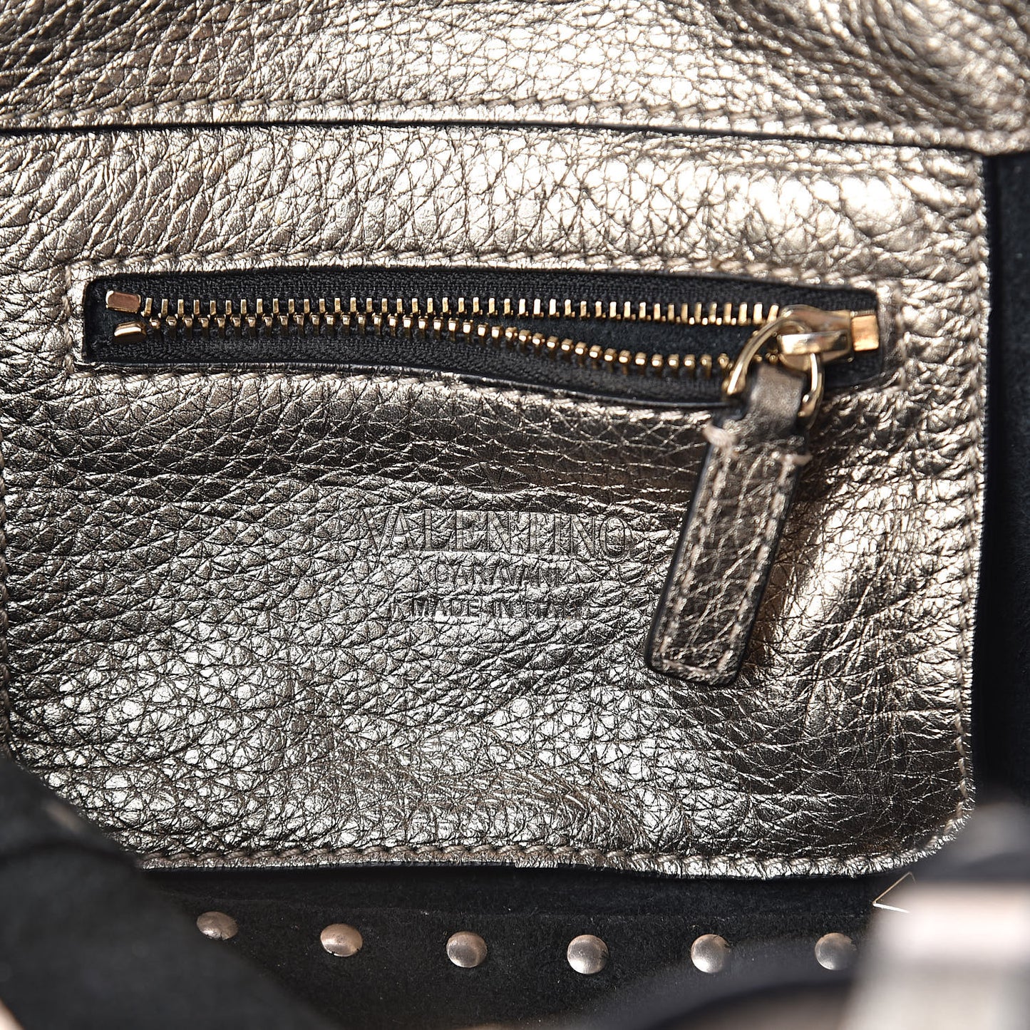 Metallic Alce Printed Calfskin Mini Rockstud Tote Sasso