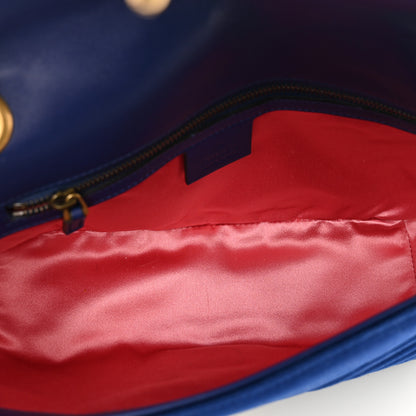 Gucci Velvet Matelasse Small GG Marmont Shoulder Bag Cobalt Blue 6 of 10