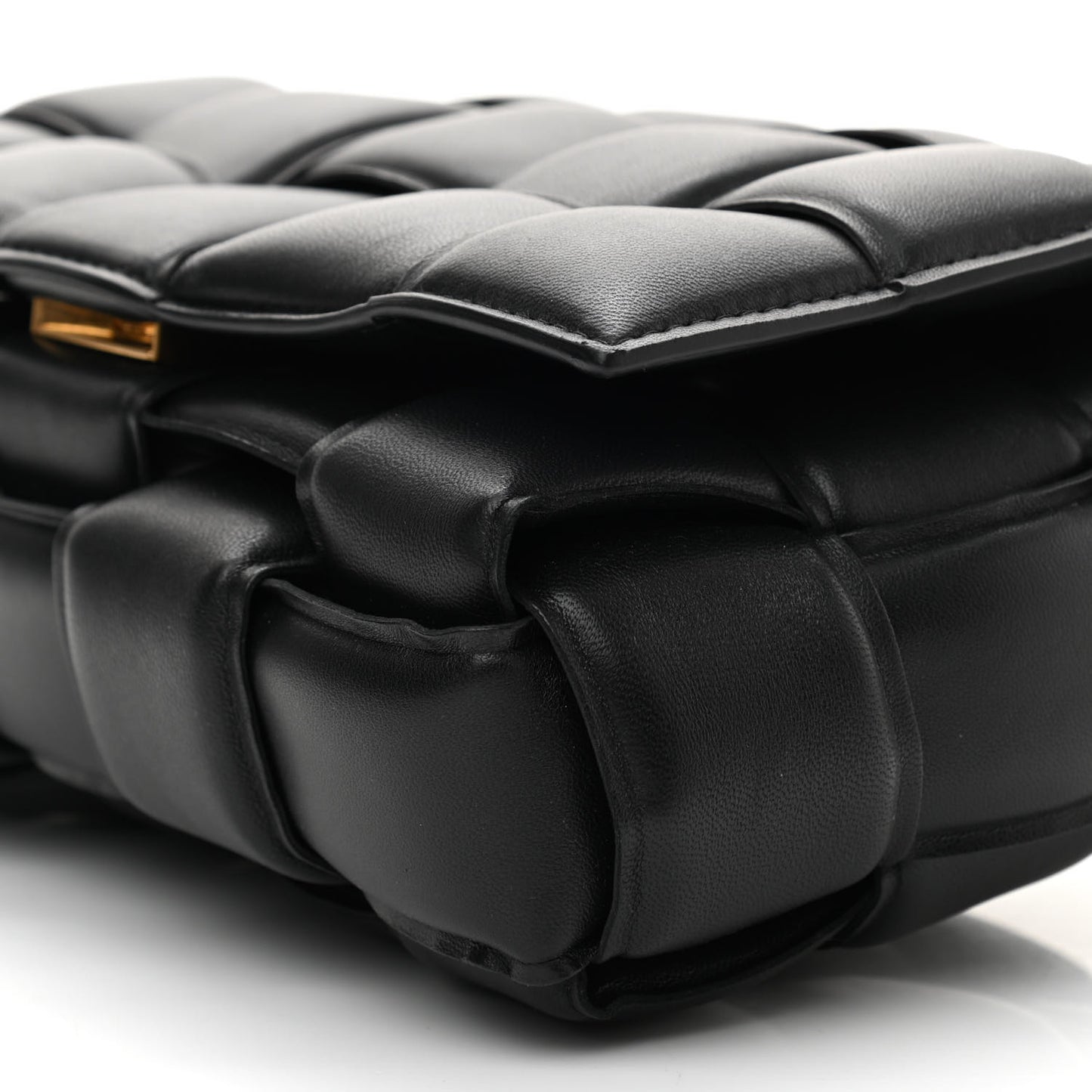 Nappa Maxi Intreccio Padded Cassette Crossbody Bag Black