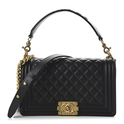 Chanel Calfskin Medium Boy Logo Top Handle Flap Black 1 of 11