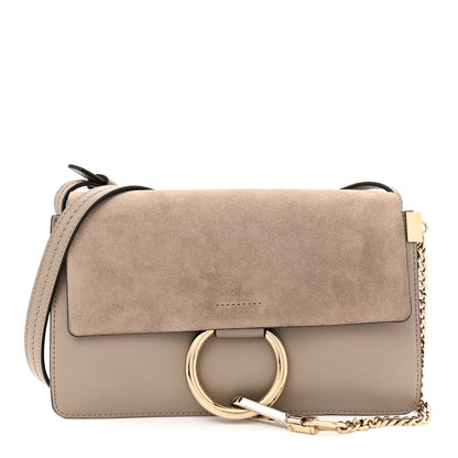 Chloe Suede Calfskin Small Faye Shoulder Bag Motty Grey 1 of 12