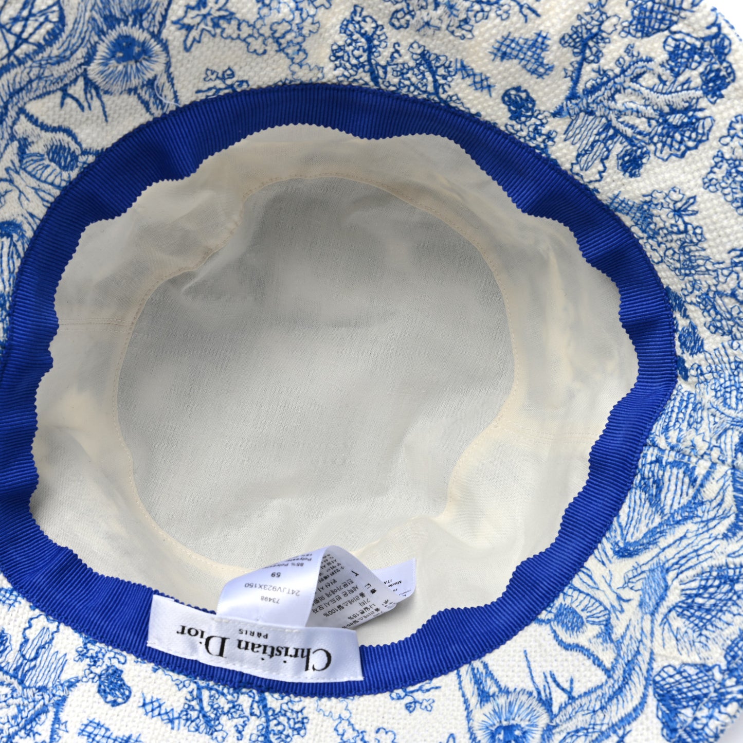 Canvas Toile de Jouy Sauvage Diorivera D-Bobby Small Brim Bucket Hat 59 Fluorescent Blue