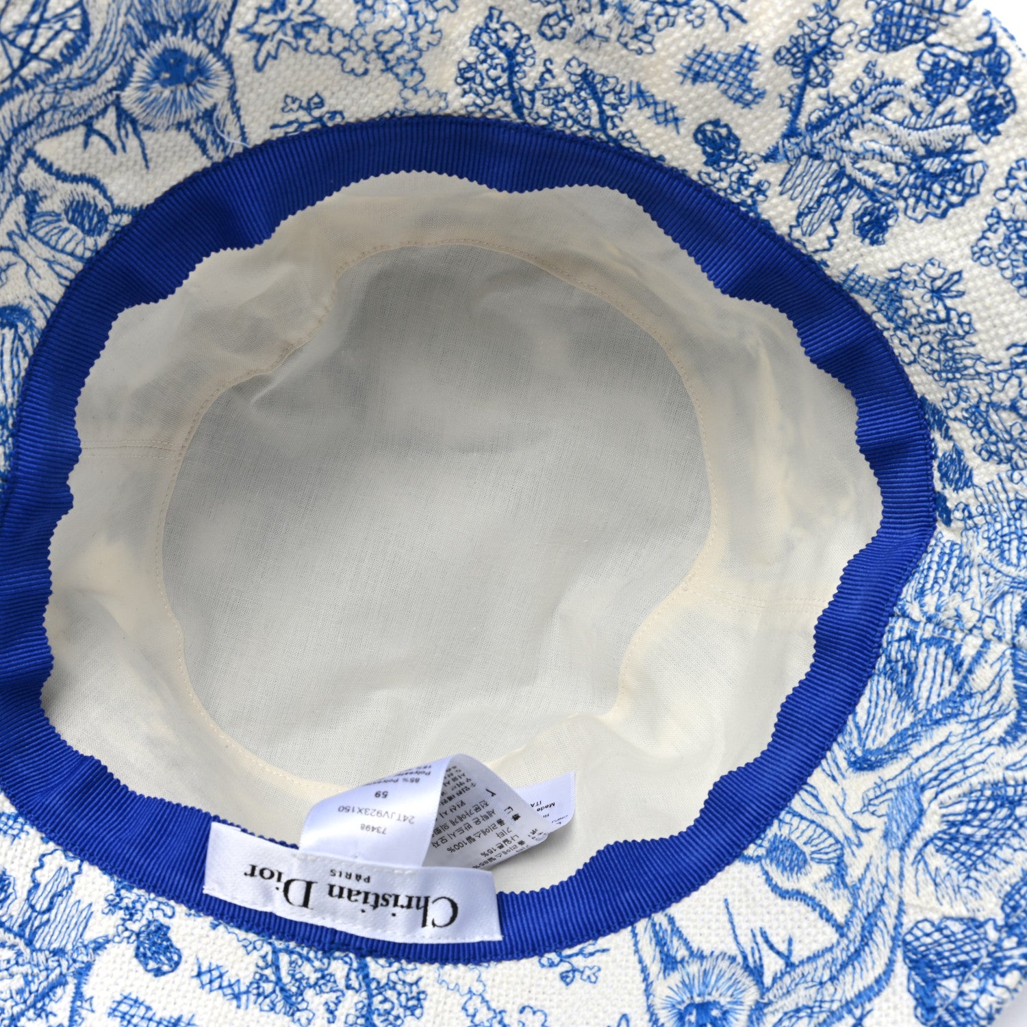 Christian Dior Canvas Toile de Jouy Sauvage Diorivera D-Bobby Small Brim Bucket Hat 59 Fluorescent Blue 7 of 8