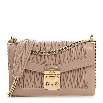 Miu Miu Lambskin Confidential Matelasse Chain Shoulder Bag Cammeo 1 of 10