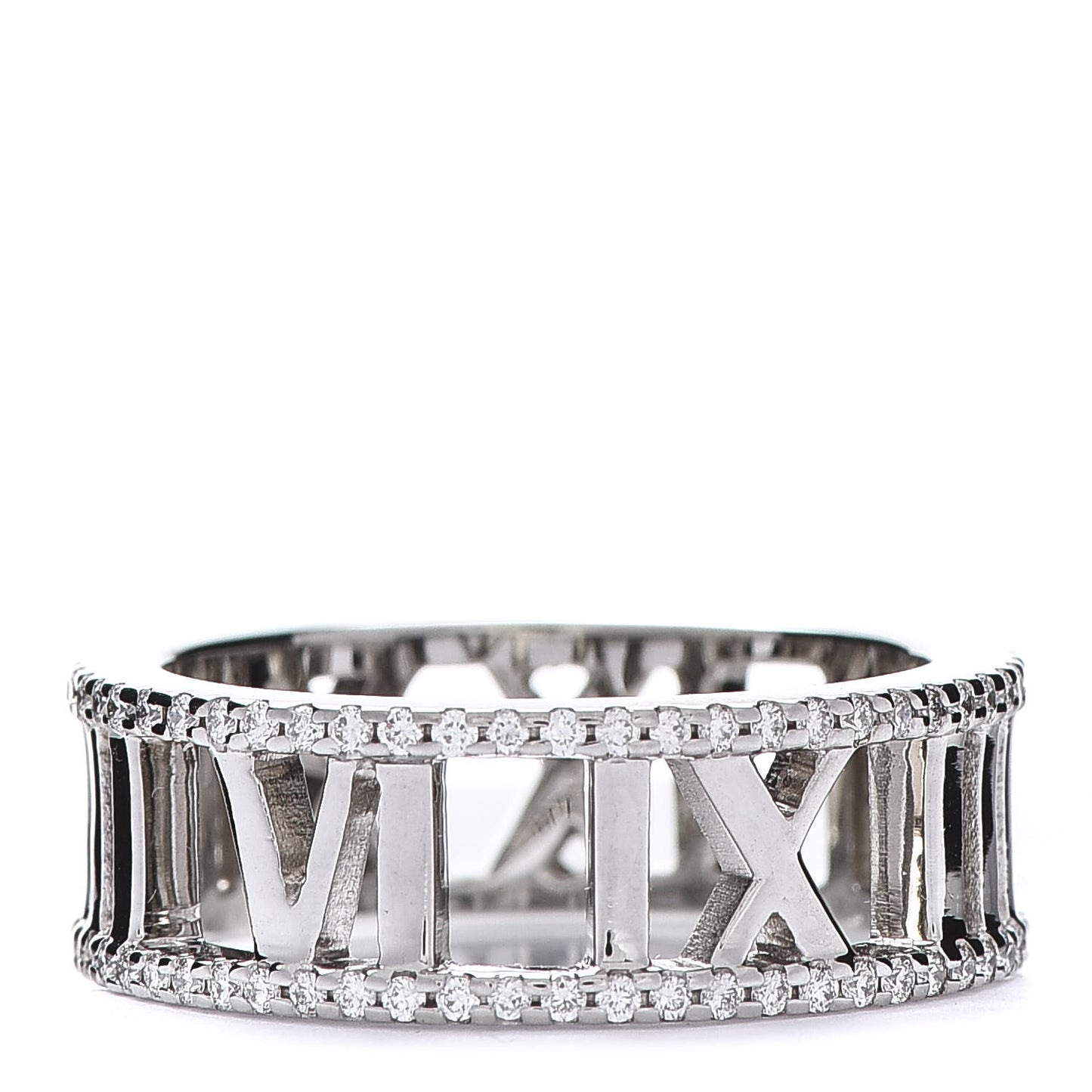 18K White Gold Diamond Atlas Open Pave Ring 52 6