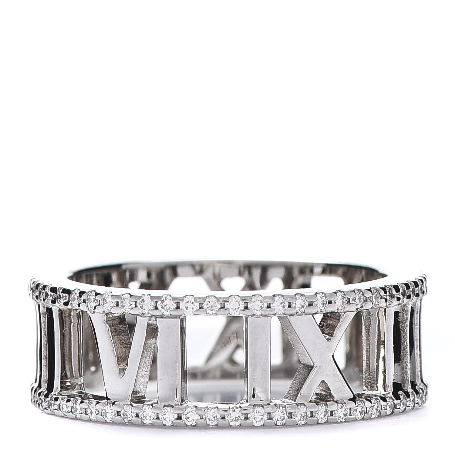 Tiffany 18K White Gold Diamond Atlas Open Pave Ring 52 6 3 of 5