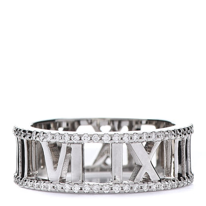 Tiffany 18K White Gold Diamond Atlas Open Pave Ring 52 6 3 of 5