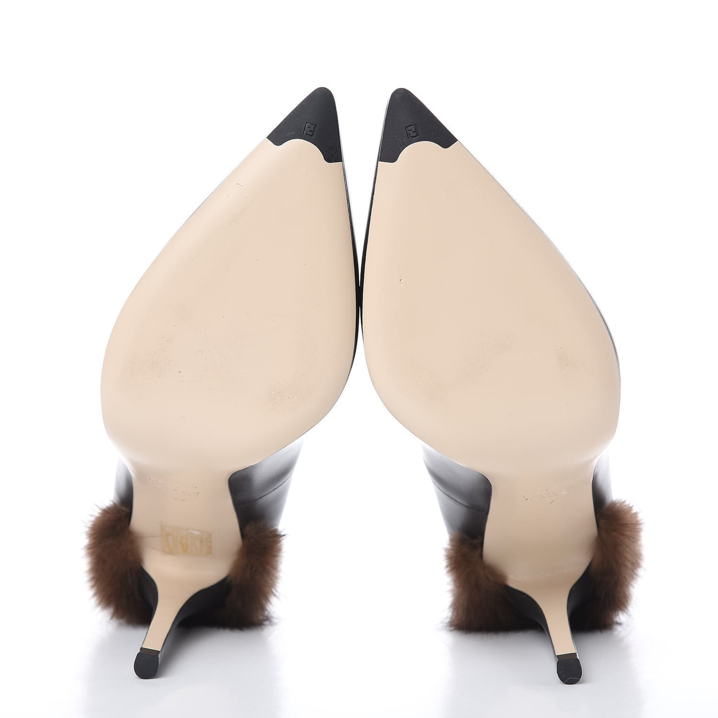 Calfskin Mink Fur Decollete Pumps 37 Ebano