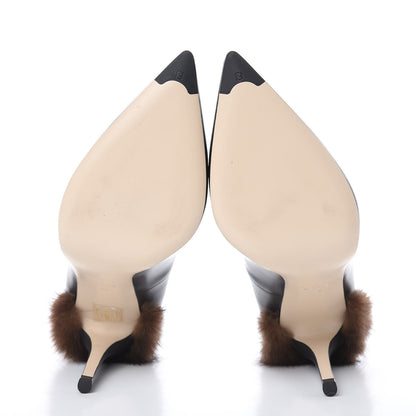 Fendi Calfskin Mink Fur Decollete Pumps 37 Ebano 5 of 11