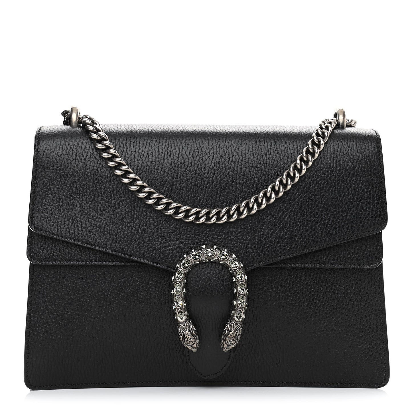 Dollar Calfskin Crystal Medium Dionysus Shoulder Bag Black Black Diamond
