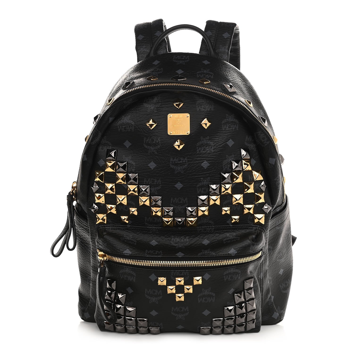MCM Visetos Studded Medium Stark M Backpack Black 1 of 9
