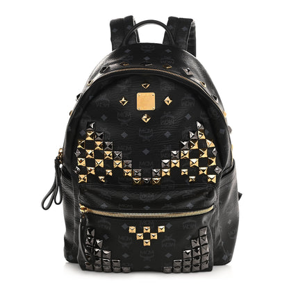 MCM Visetos Studded Medium Stark M Backpack Black 1 of 9