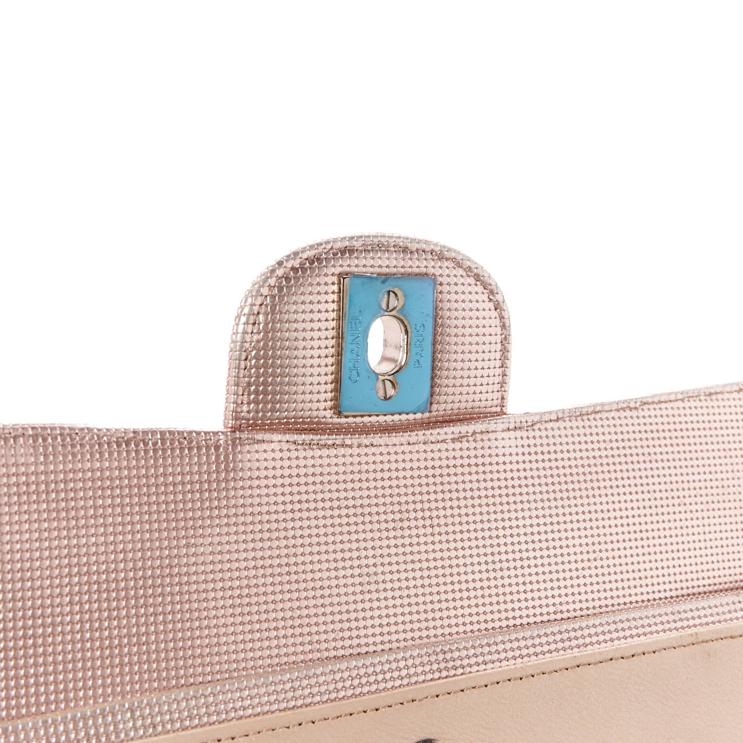 Metallic Calfskin Pixel Effect Medium Double Flap Pinky Gold