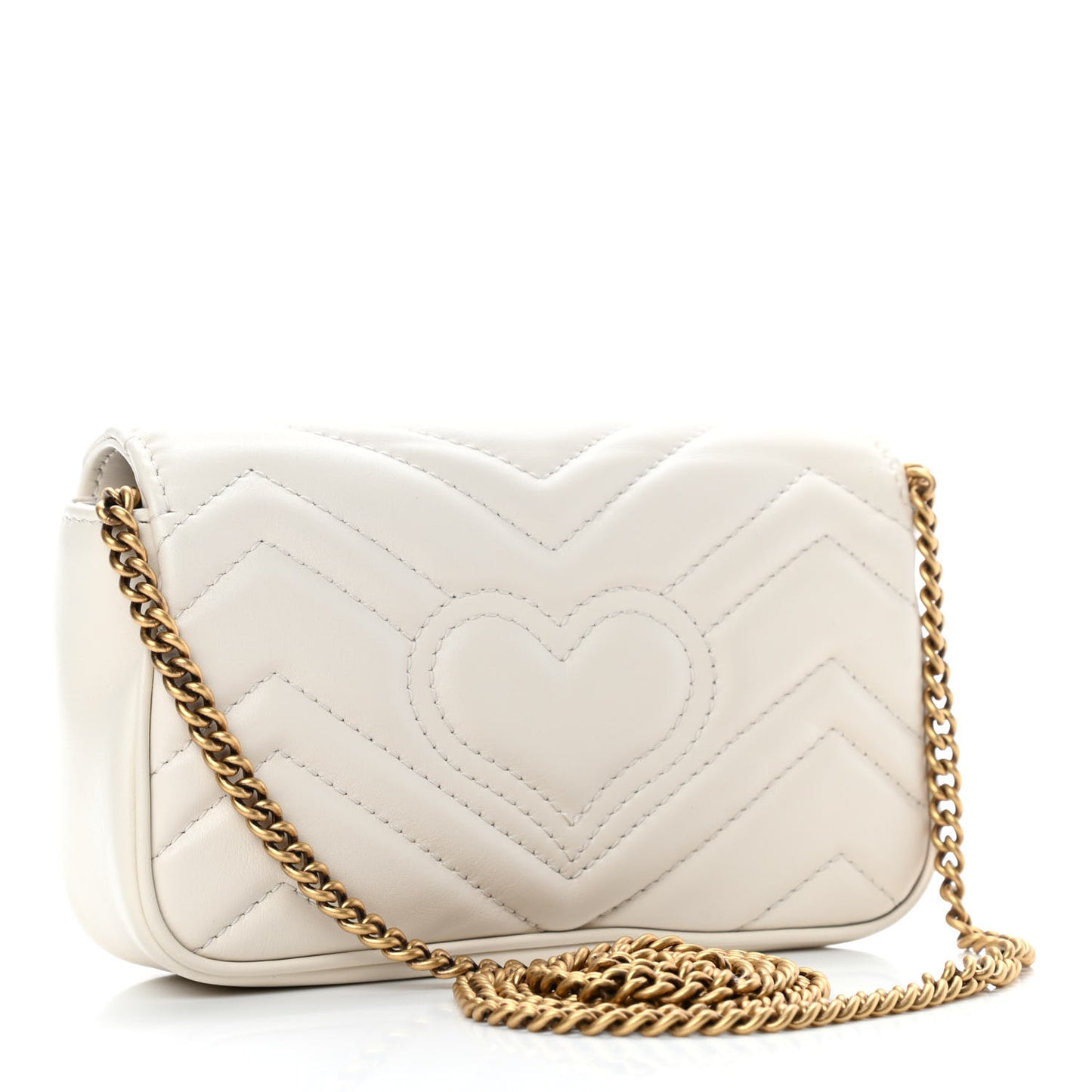 Calfskin Matelasse Super Mini GG Marmont Shoulder Bag White