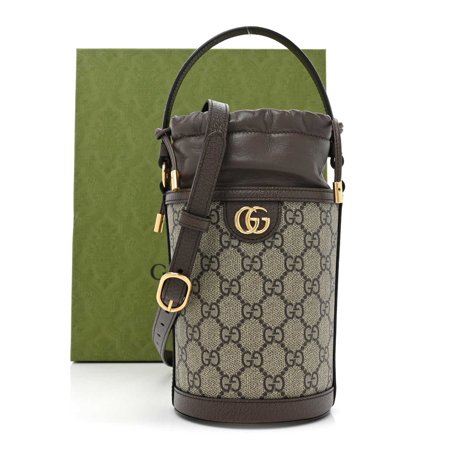 GG Supreme Monogram Ophidia Mini Bucket Bag Beige Ebony