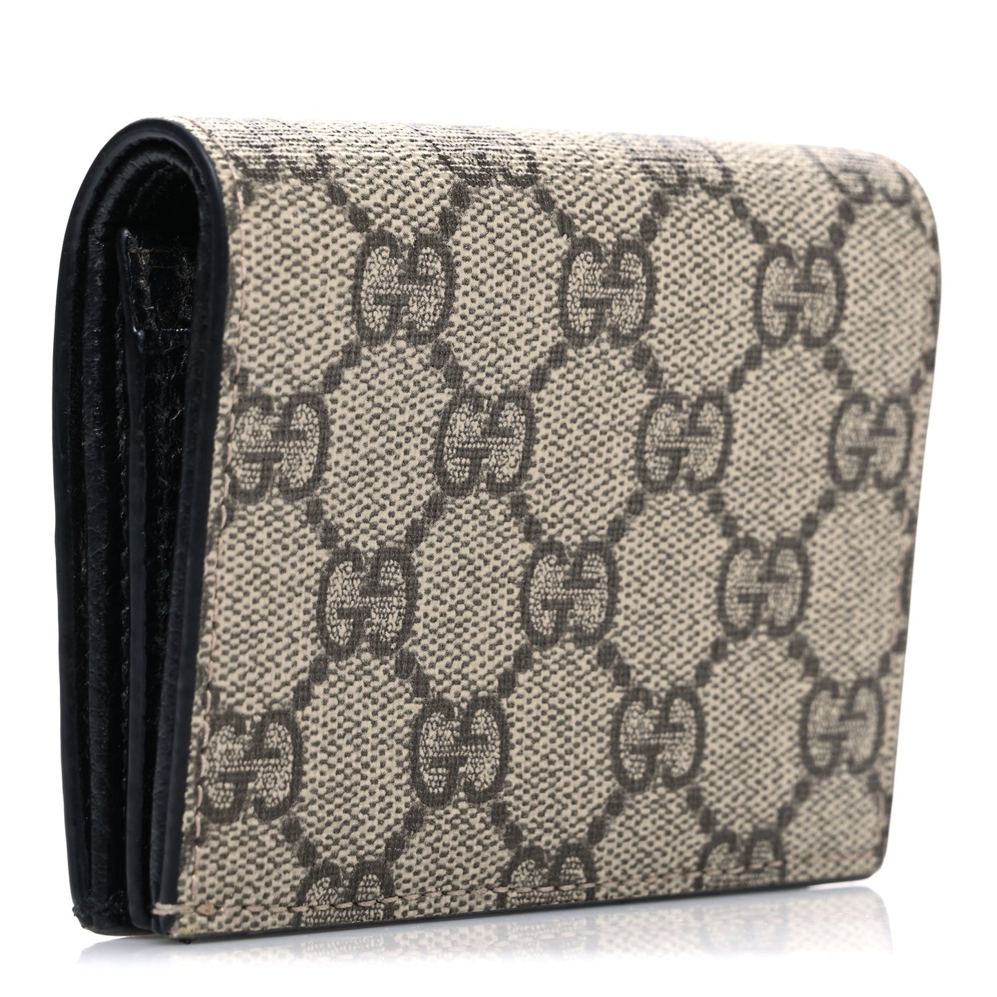 Dollar Calfskin GG Supreme Monogram GG Marmont Card Case Black Beige Ebony