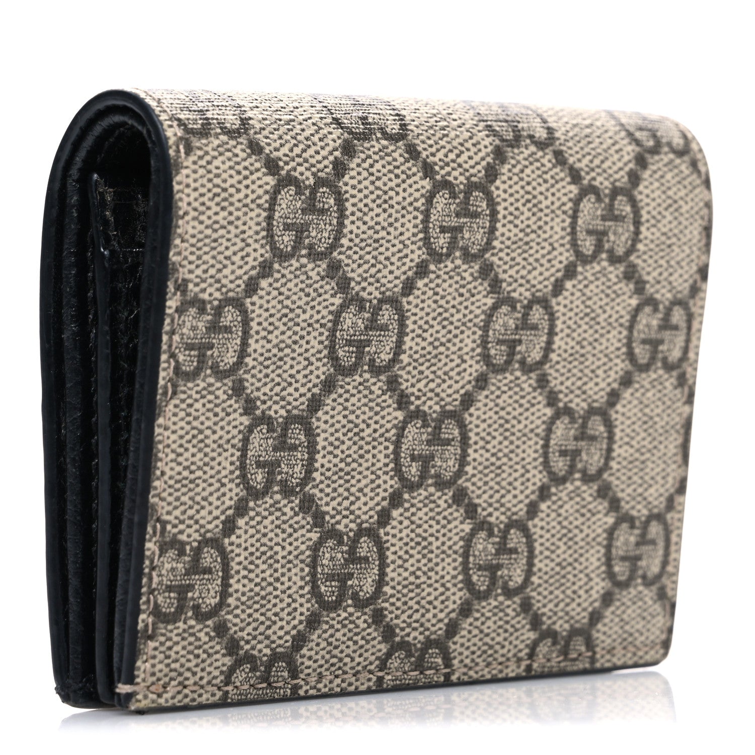 Gucci Dollar Calfskin GG Supreme Monogram GG Marmont Card Case Black Beige Ebony 3 of 7