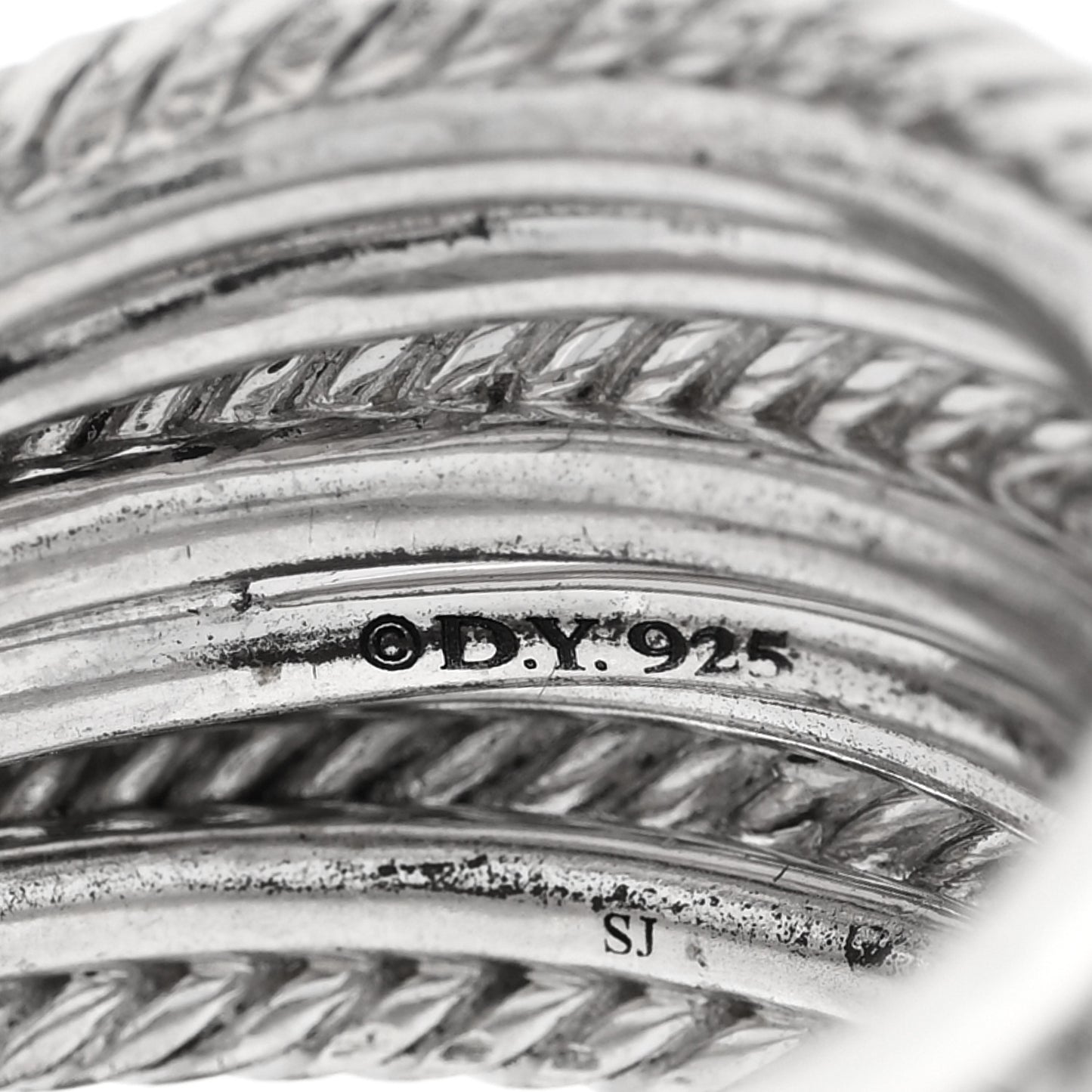 Sterling Silver Diamond 17.8mm Crossover Cable Ring 54 6.75