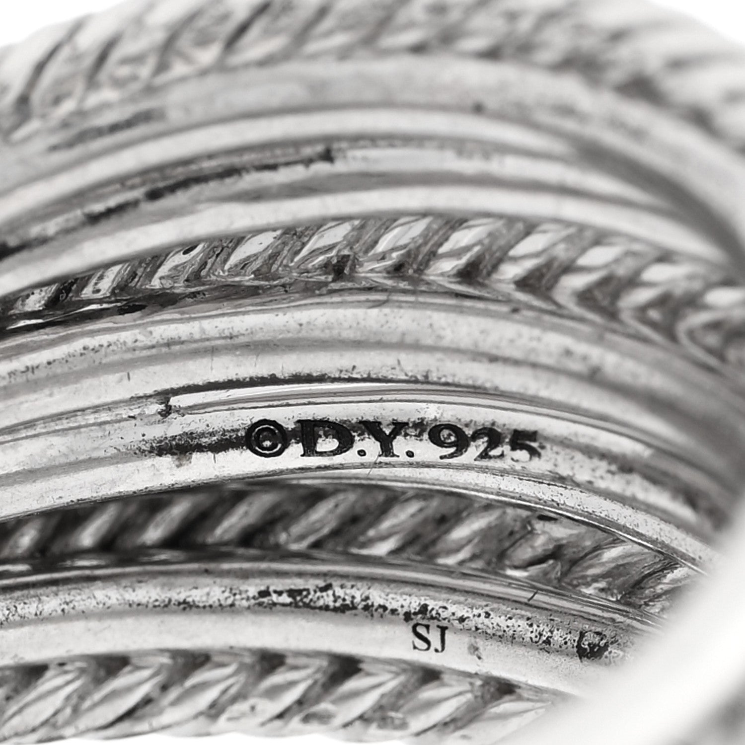 David Yurman Sterling Silver Diamond 17.8mm Crossover Cable Ring 54 6.75 4 of 4