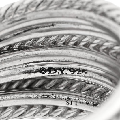 David Yurman Sterling Silver Diamond 17.8mm Crossover Cable Ring 54 6.75 4 of 4