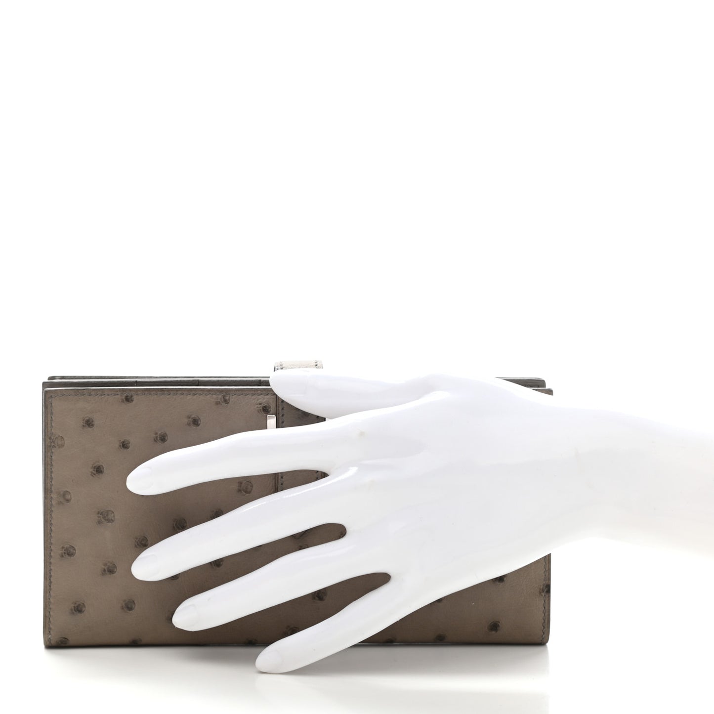 Ostrich Bearn Gusset Wallet Gris Tourterelle
