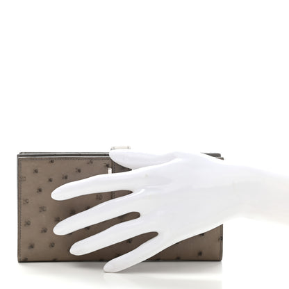 Hermes Ostrich Bearn Gusset Wallet Gris Tourterelle 2 of 8
