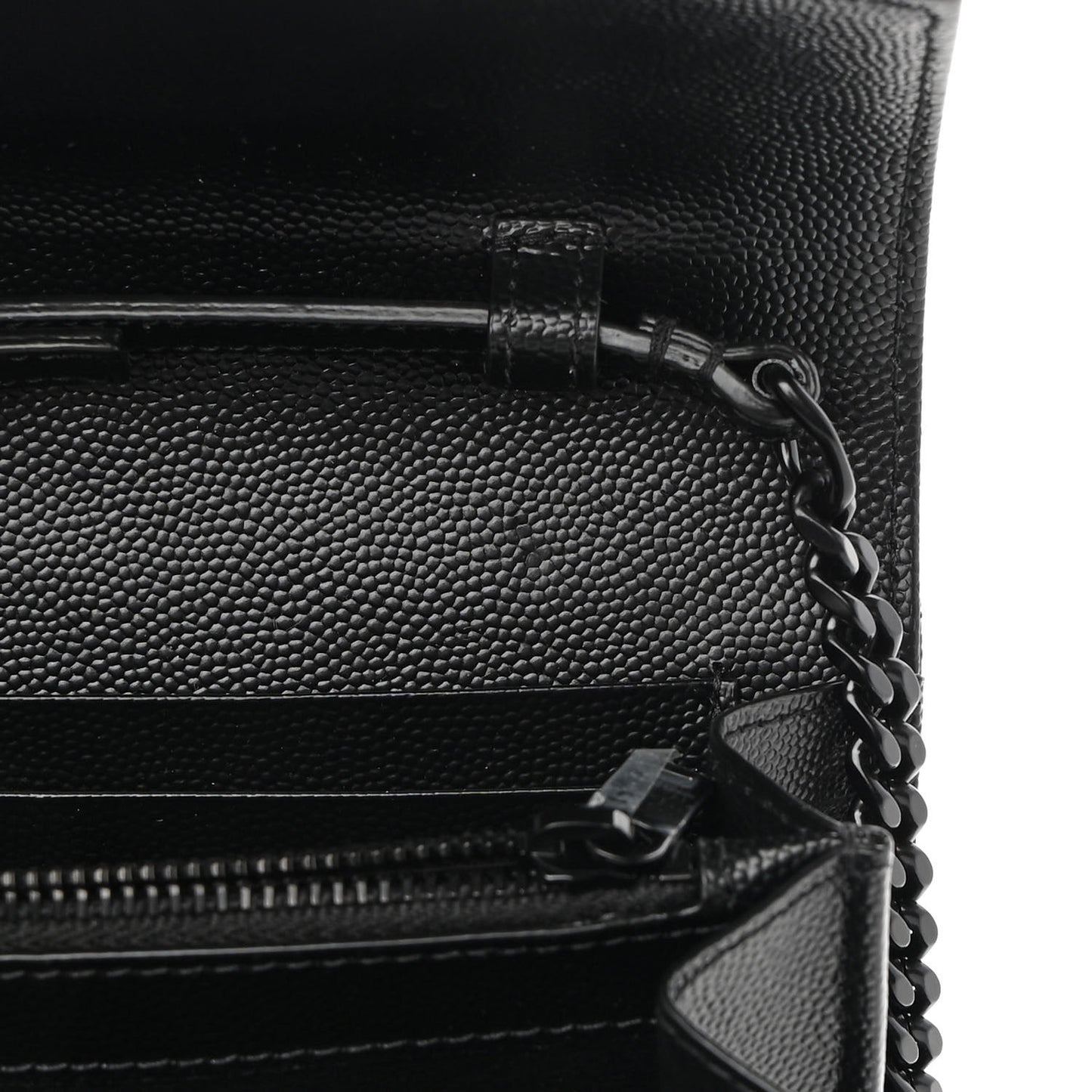 Grain De Poudre Matelasse Chevron Monogram Chain Wallet Black