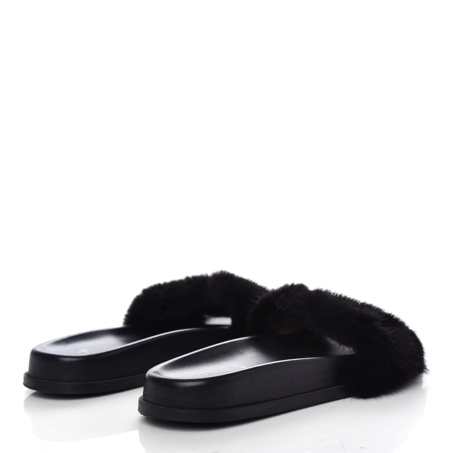 Valentino Garavani Mink Fur Rockstud Slide Sandals 39 Black 4 of 10