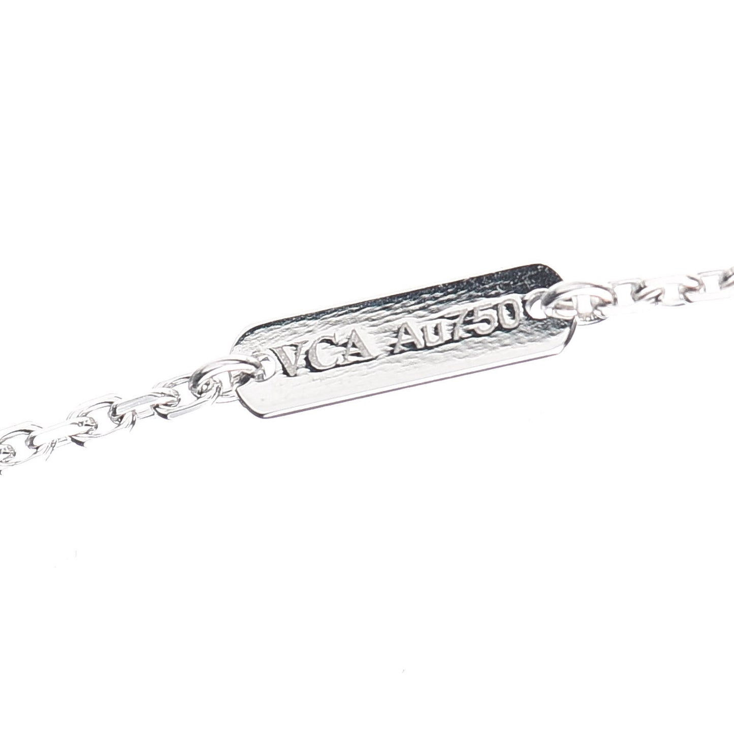 18K White Gold Mother of Pearl Vintage Alhambra Pendant Necklace