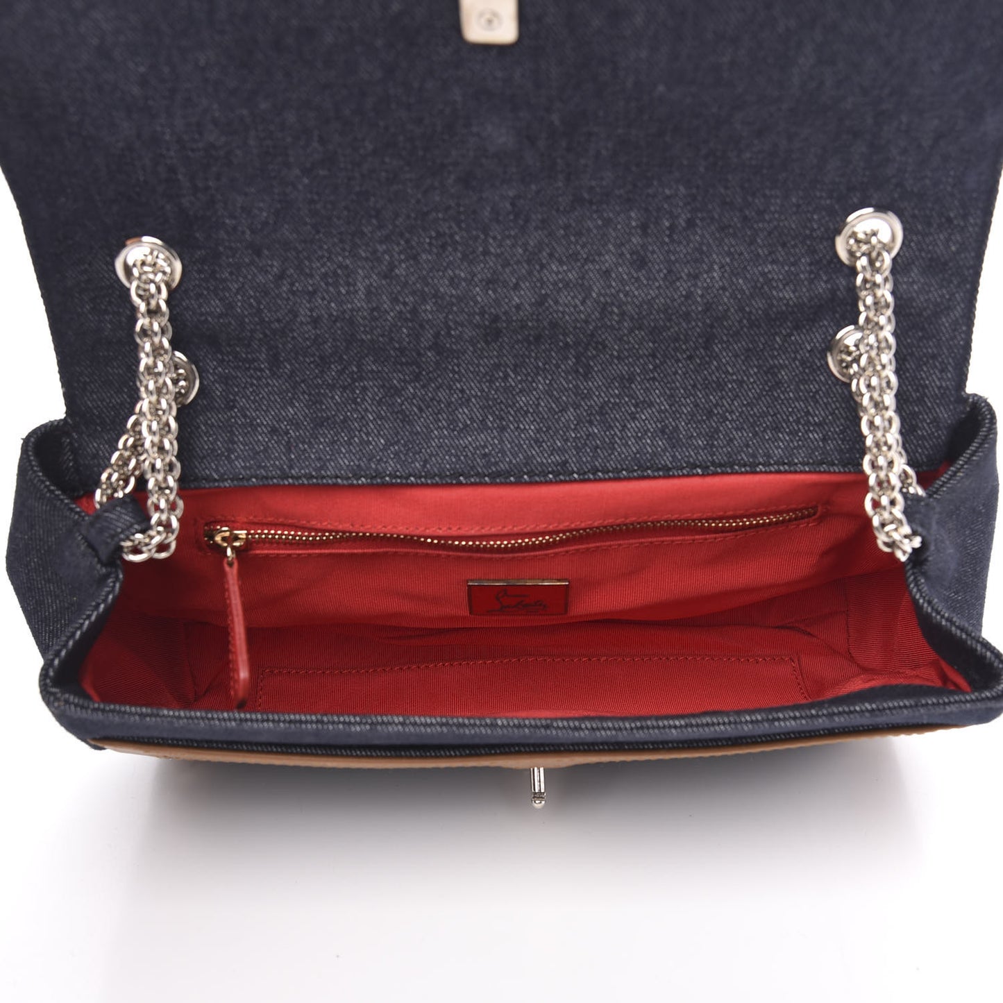 Denim Calfskin Spiked Small Sweety Charity Shoulder Bag Blue Cuoio