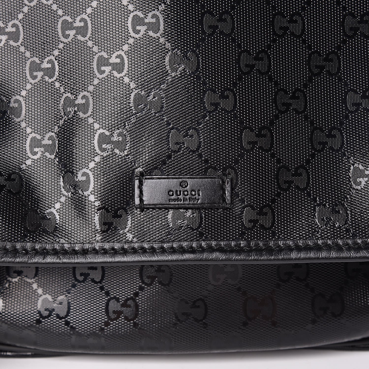 Gucci Imprime Monogram Medium Double Buckle Flap Messenger Bag Black 8 of 10