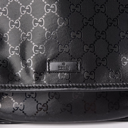 Gucci Imprime Monogram Medium Double Buckle Flap Messenger Bag Black 8 of 10